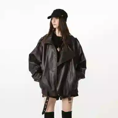 FORNINES PU Biker Jacket