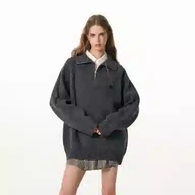FORNINES Wool Blend Half-Zip Sweater