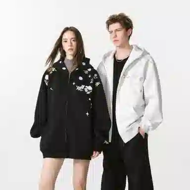 FORNINES Embroidered Hoodie Jacket