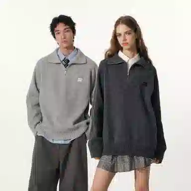 FORNINES Wool Blend Half-Zip Sweater