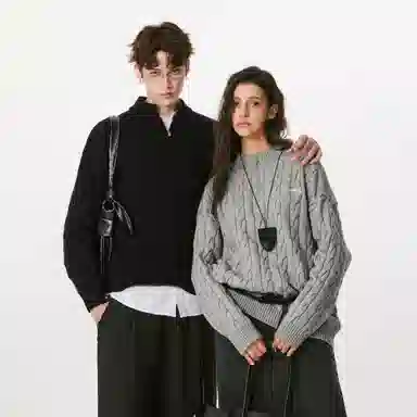 FORNINES Half-Zip Knit Sweater