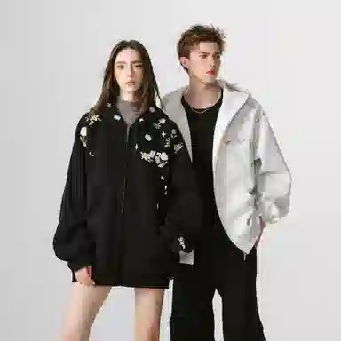 FORNINES Embroidered Hoodie Jacket