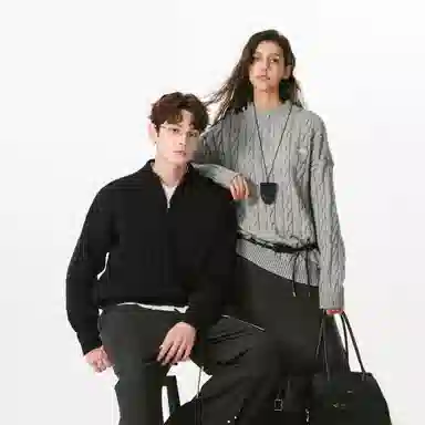 FORNINES Half-Zip Knit Sweater