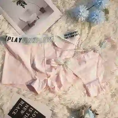 MIIOW Couple Set Lace Trim Low Waist Bow Triangle Panties