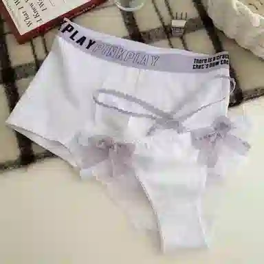 MIIOW Couple Set Lace Trim Low Waist Bow Triangle Panties