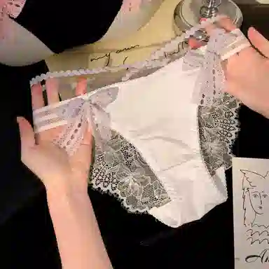 MIIOW Couple Set Lace Trim Low Waist Bow Triangle Panties