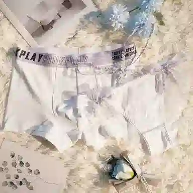 MIIOW Couple Set Lace Trim Low Waist Bow Triangle Panties