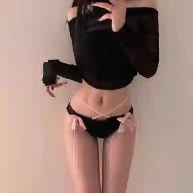 MIIOW Couple Set Lace Trim Low Waist Bow Triangle Panties