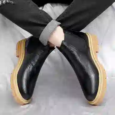 公牛魅力 厚底显高软底舒适 切尔西靴 男款