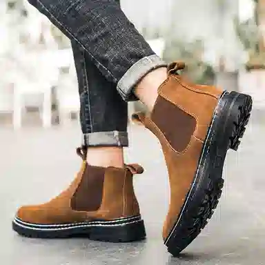 公牛魅力 英伦风复古休闲 短筒  切尔西靴 男款