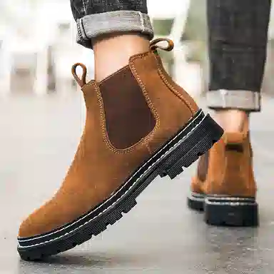 公牛魅力 英伦风复古休闲 短筒  切尔西靴 男款