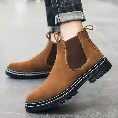 公牛魅力 英伦风复古休闲 短筒  切尔西靴 男款