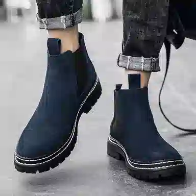 公牛魅力 英伦风复古休闲 短筒  切尔西靴 男款