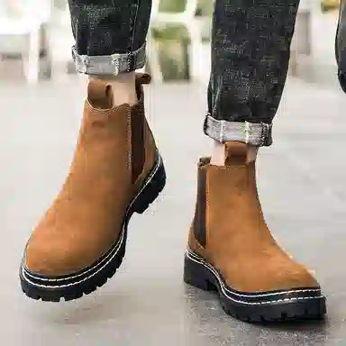 公牛魅力 英伦风复古休闲 短筒  切尔西靴 男款