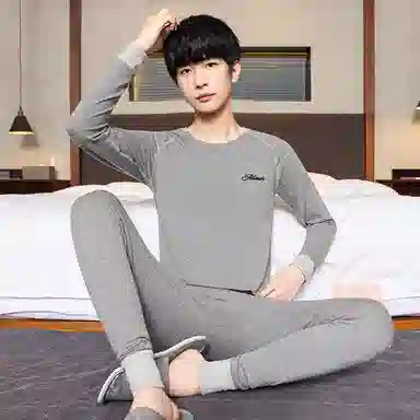 贴身领域 青少年青年秋衣秋裤大童初中高中学生内衣男士纯棉全棉保暖套装 男款