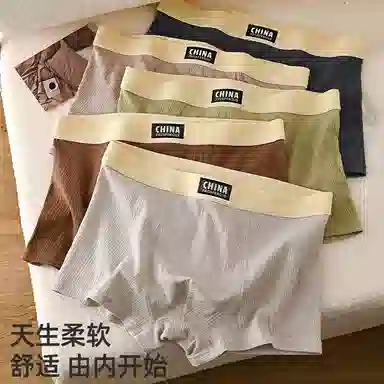 贴身领域 抗菌夏季大码纯色简约平角裤中腰内裤 男款