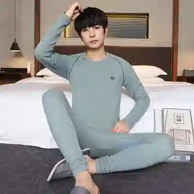 贴身领域 羊绒蚕丝青少年德绒男士秋衣秋裤打底线衣线裤内衣保暖套装 男款