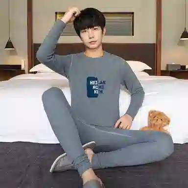 贴身领域 青少年内衣羊绒蚕丝德绒秋衣秋裤打底秋线衣线裤冬季保暖套装 男款