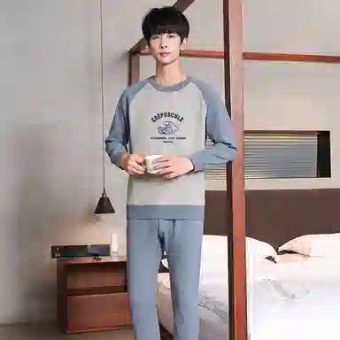 贴身领域 加绒加厚可外穿青少年长袖长裤保暖套装 男款