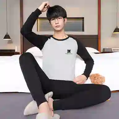 贴身领域 舒适亲肤圆领打底防寒保暖套装 男款