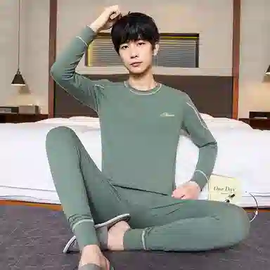 贴身领域 青少年秋衣秋裤纯棉内衣初中高中学生棉毛衫线衣线裤保暖套装 男款