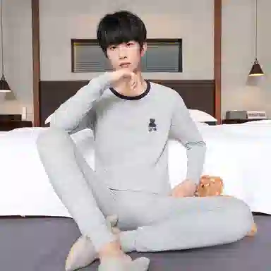 贴身领域 青少年纯棉秋衣秋裤全棉初高中学生线衣线裤大童内衣保暖套装 男款