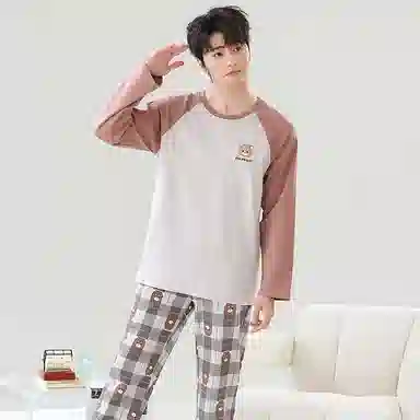 贴身领域 青少年圆领舒适透气可外穿睡衣套装 男款