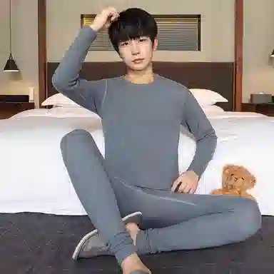 贴身领域 青少年内衣羊绒蚕丝德绒秋衣秋裤打底秋线衣线裤冬季保暖套装 男款