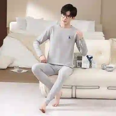 贴身领域 青少年德绒初中高中学生秋衣秋裤棉毛衫内衣保暖套装 男款