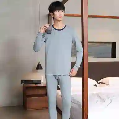 贴身领域 青少年纯棉秋衣秋裤全棉初高中学生线衣线裤大童内衣保暖套装 男款
