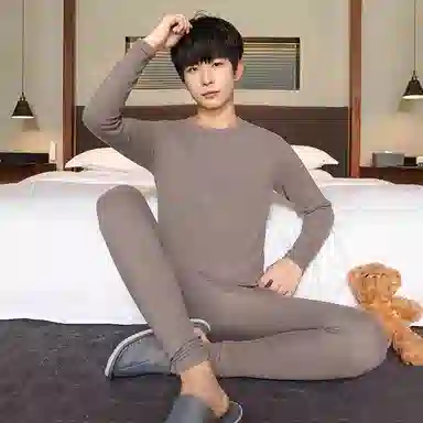 贴身领域 青少年内衣羊绒蚕丝德绒秋衣秋裤打底秋线衣线裤冬季保暖套装 男款