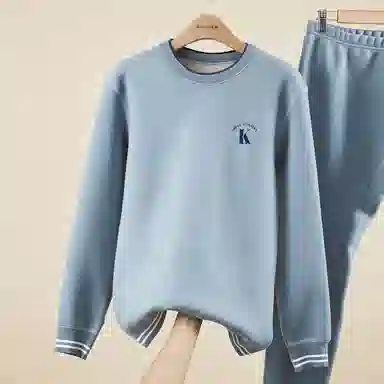 贴身领域 加绒加厚冬季青少年圆领可外穿秋衣秋裤内衣保暖套装 男款