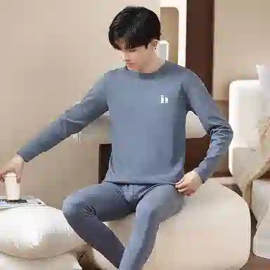 贴身领域 青少年德绒初中高中学生秋衣秋裤棉毛衫内衣保暖套装 男款