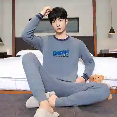 贴身领域 青少年内衣加绒加厚内搭棉毛衫打底秋衣秋裤冬季保暖套装 男款