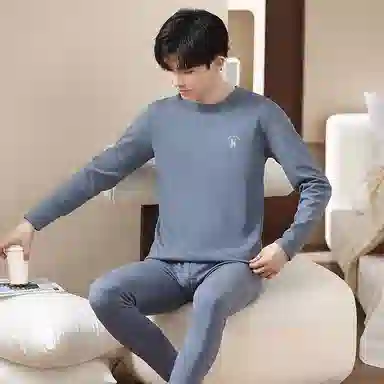 贴身领域 青少年德绒初中高中学生秋衣秋裤棉毛衫内衣保暖套装 男款