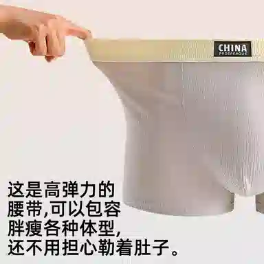 贴身领域 抗菌夏季大码纯色简约平角裤中腰内裤 男款