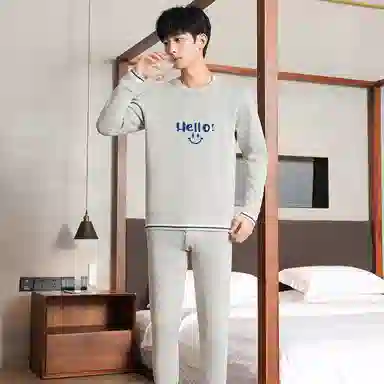 贴身领域 青少年加绒加厚初高中学生防寒打底保暖套装 男款