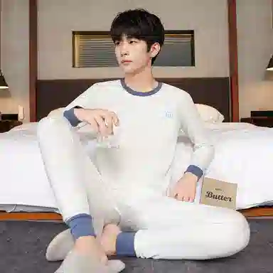 贴身领域 纯棉青少年秋衣秋裤初高中学生内衣保暖套装 男款