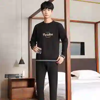 贴身领域 青少年内衣加绒加厚圆领可外穿秋衣秋裤打底保暖套装 男款