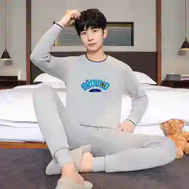 贴身领域 青少年内衣加绒加厚内搭棉毛衫打底秋衣秋裤冬季保暖套装 男款