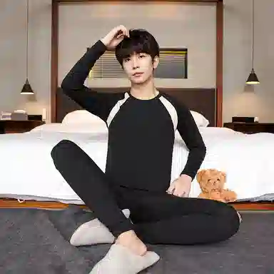 贴身领域 青少年抗菌毛杉薄款长袖秋衣长裤秋裤保暖套装 男款