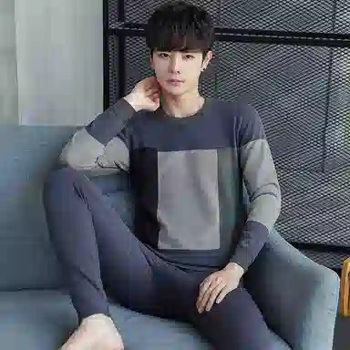 贴身领域 圆领加厚加绒青年可外穿秋衣秋裤保暖套装 男款