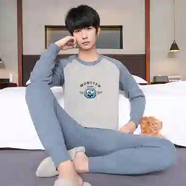 贴身领域 青少年内衣加绒加厚初高中学生防寒内衣秋衣秋裤冬季保暖套装 男款