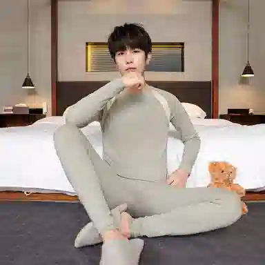 贴身领域 青少年抗菌毛杉薄款长袖秋衣长裤秋裤保暖套装 男款