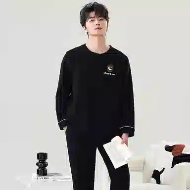 贴身领域 青少年圆领舒适透气可外穿睡衣套装 男款