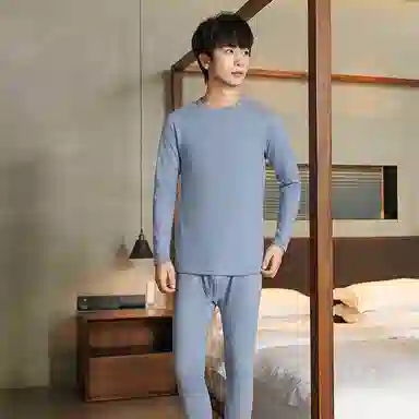 贴身领域 青少年内衣羊绒蚕丝加厚加绒秋衣秋裤秋冬季学生保暖套装 男款