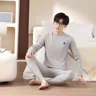 贴身领域 青少年德绒发热内衣初中高中学生秋衣秋裤棉毛衫保暖套装 男款