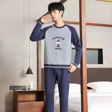 贴身领域 青少年内衣加绒加厚内搭棉毛衫打底秋衣秋裤冬季保暖套装 男款