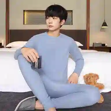 贴身领域 青少年内衣羊绒蚕丝加厚加绒秋衣秋裤秋冬季学生保暖套装 男款