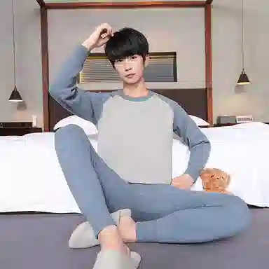 贴身领域 亲肤舒适长袖长裤加绒加厚保暖套装 男款